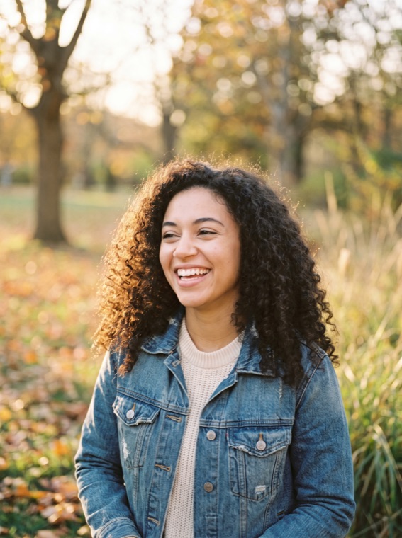 Smiling woman in a park